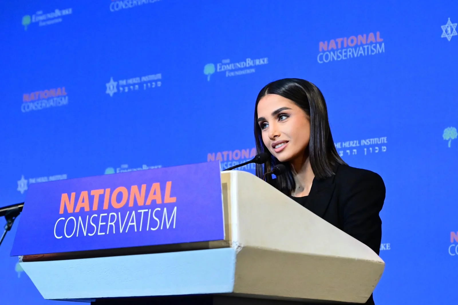 Maggie Tabibi speaking at NatCon Jerusalem